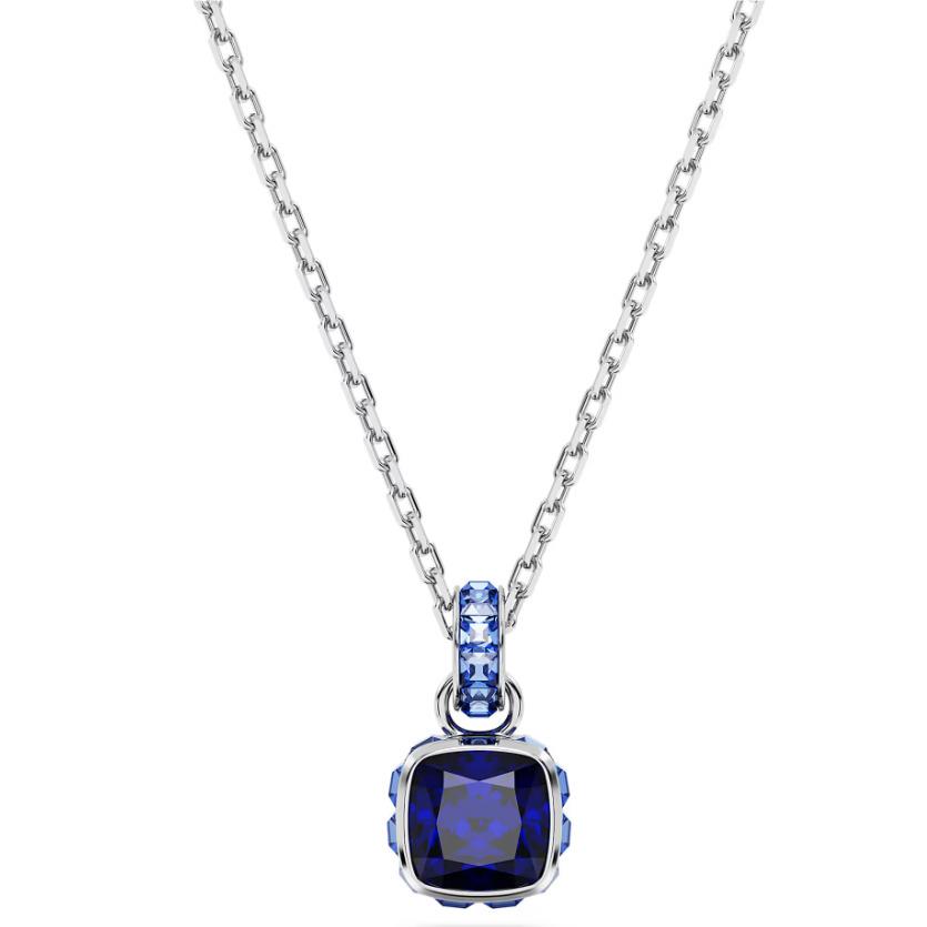 Swarovski Birthstone Pendant Square Cut September Blue Rhodium Plated 5651790