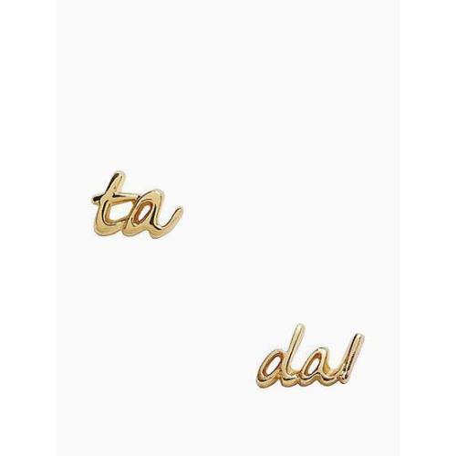Kate Spade Ta Da Gold Post Earrings w/ Dust Bag Idiom Say Yes Congrats