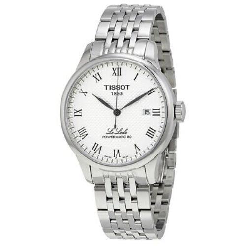 Tissot Le Locle Powermatic 80 Automatic Stainless Steel Mens Watch - Dial: White, Strap: Silver