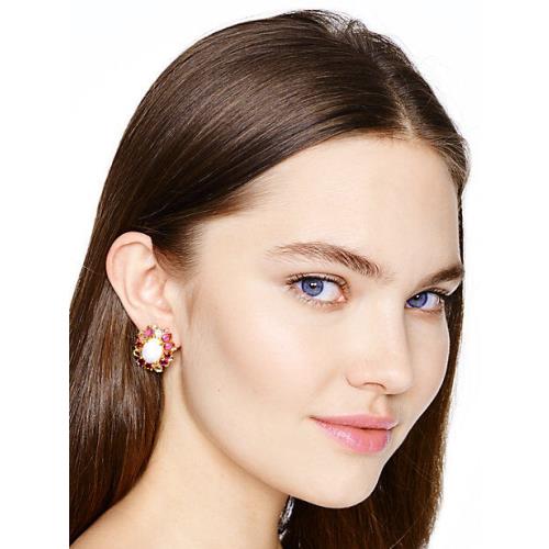 Kate Spade New York Garden Bed Gems Earrings Bridal Pink White Cluster