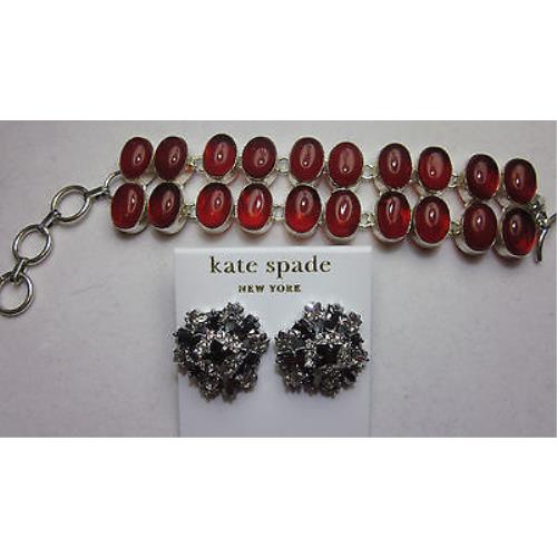 Kate Spade Space Age Floral Statement Earrings + Carnelian Quartz Bracelet