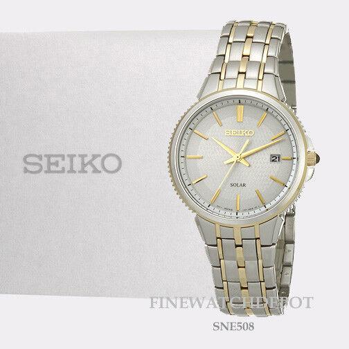 Seiko Men`s Essentials Solar Two-tone Stainless Steel Watch SNE508