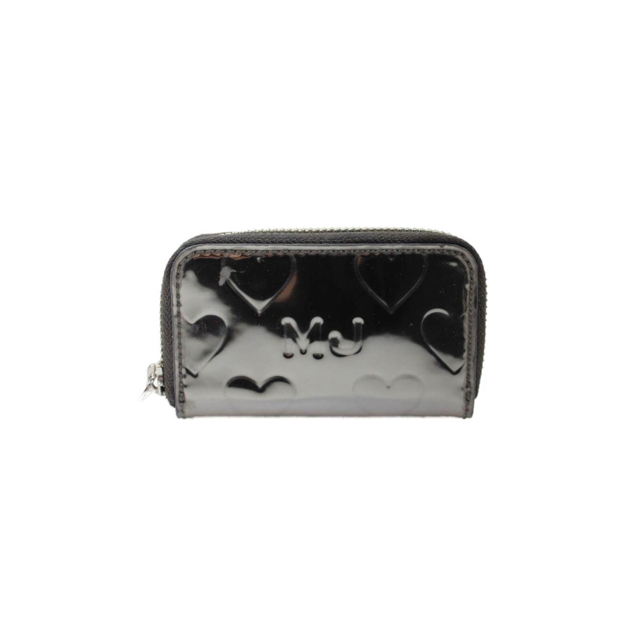 Marc By Marc Jacobs Womens Zip Around MJ Heart Coin Wallet Silver Tone