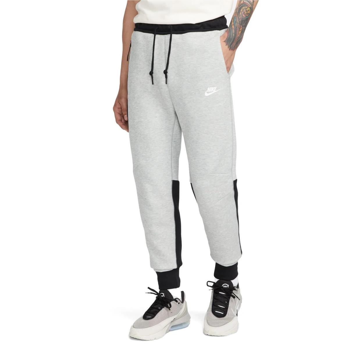 Men`s Nike Sportswear Tech Dark Gray Heather/black Fleece Joggers - 3XL