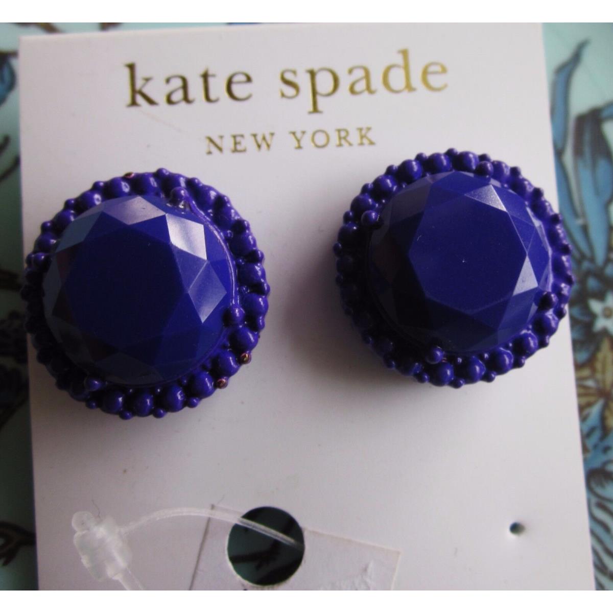 Kate Spade York Stud Earrings Painted Jewels African Violet Purple Huge