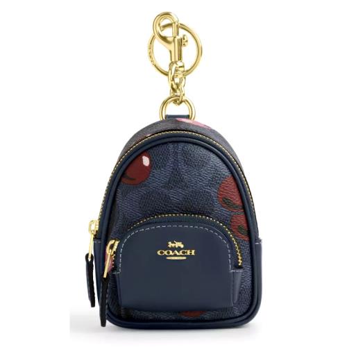 Coach Mini Court Backpack Keychain Bag Charm - CX086 Canvas Cherry Print