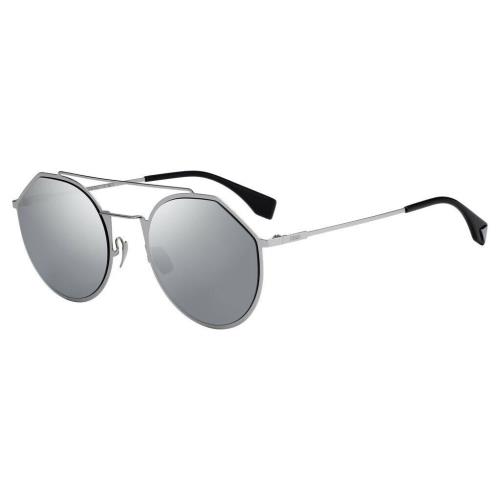 Fendi Eyeline FFM0021S-06L Ruthenium Black Silver Mirrored Flat Metal Sunglasses
