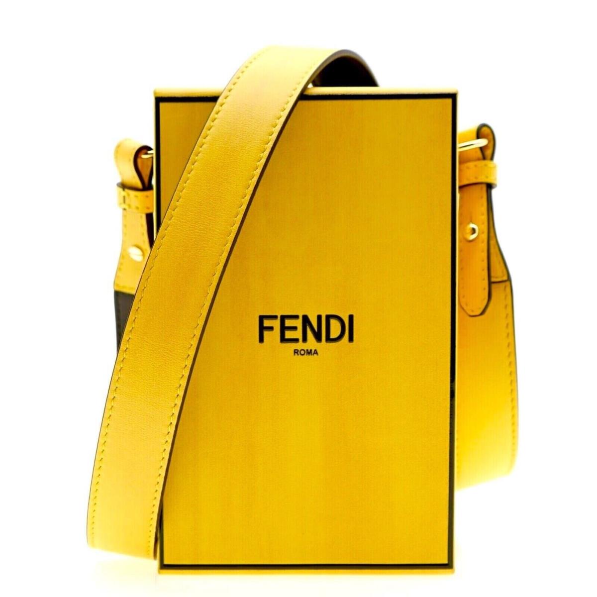 Fendi Vertical Box Shoulder Bag Crossbody Yellow Leather