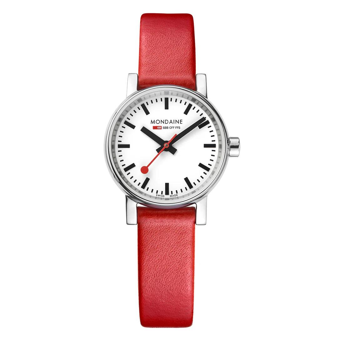 Mondaine MSE.26110.LCV Evo2 Petite Red Leather 26 MM Quartz Unisex Wrist Watch