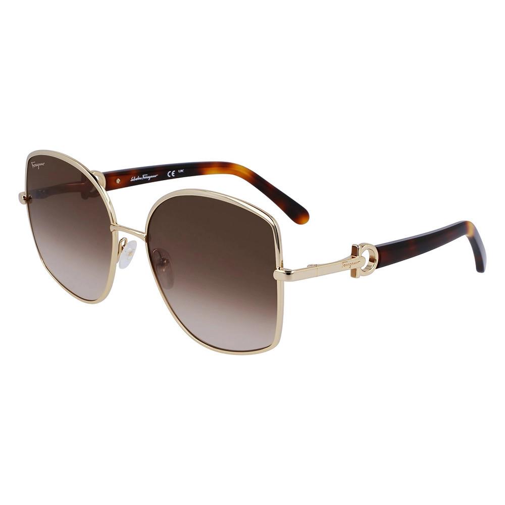 Salvatore Ferragamo SF 304S 745 Gold Metal Sunglasses Brown Gradient Lens