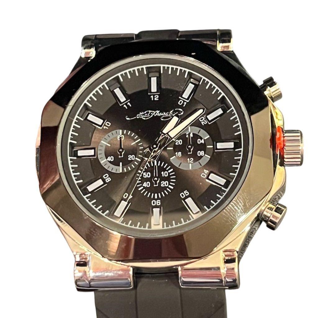 Ed Hardy Men`s Chronograph Wristwatch Dial Silver Band Quartz Stainles Watch