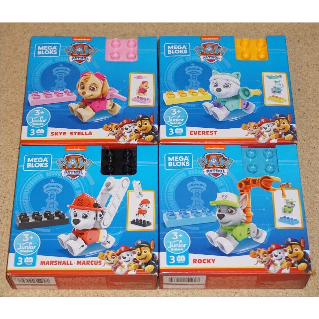 All 4 Mega Bloks Junior Builders Paw Patrol - Skye Everest Marcus Rocky