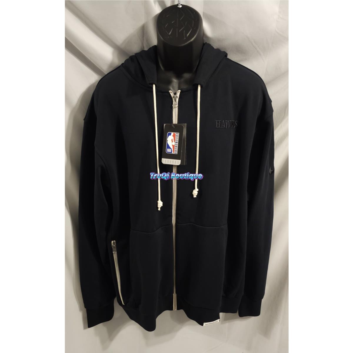 Nike Dri Fit Nba Standard Issue Full Zip Blackout Hoodie Atlanta Hawks Xlt