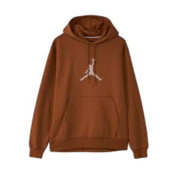 Nike Men`s Jordan Essentials Fleece Pullover Brown Size S