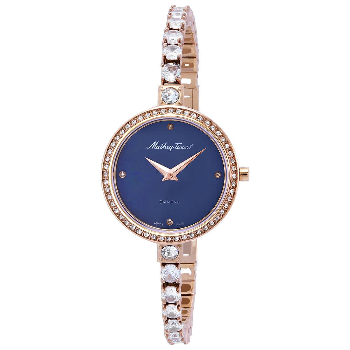 Mathey-tissot Infinity Quartz Diamond Crystal Blue Dial Ladies Watch D986SPBU