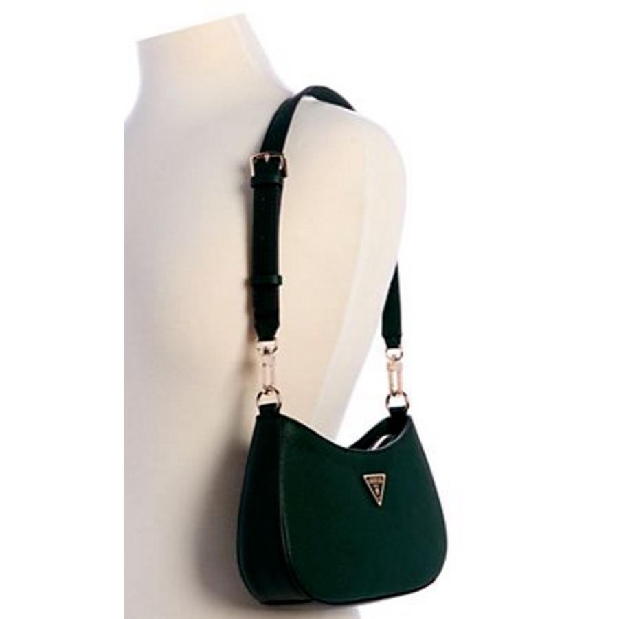 Guess Glimmer Top Zip Shoulder Bag Forest Green Gold