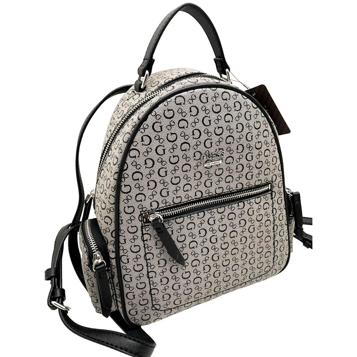 Guess Colson Signature Medium Backpack Black and Grey Ntw