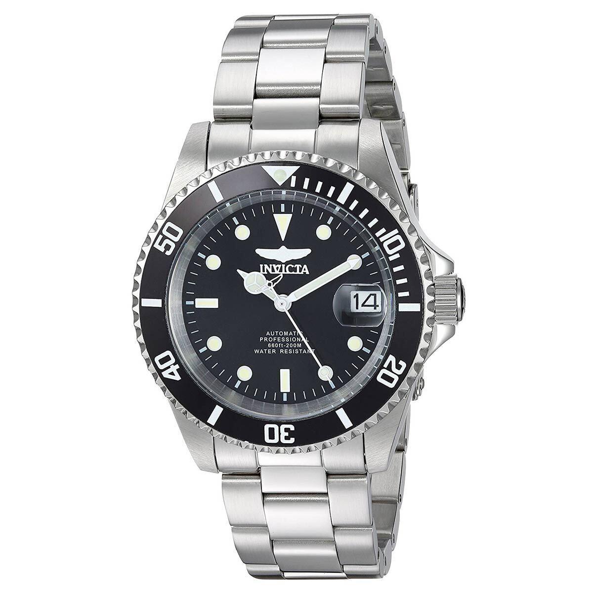 Invicta Men`s Watch Pro Diver Dive Automatic Black Dial Steel Bracelet 24760