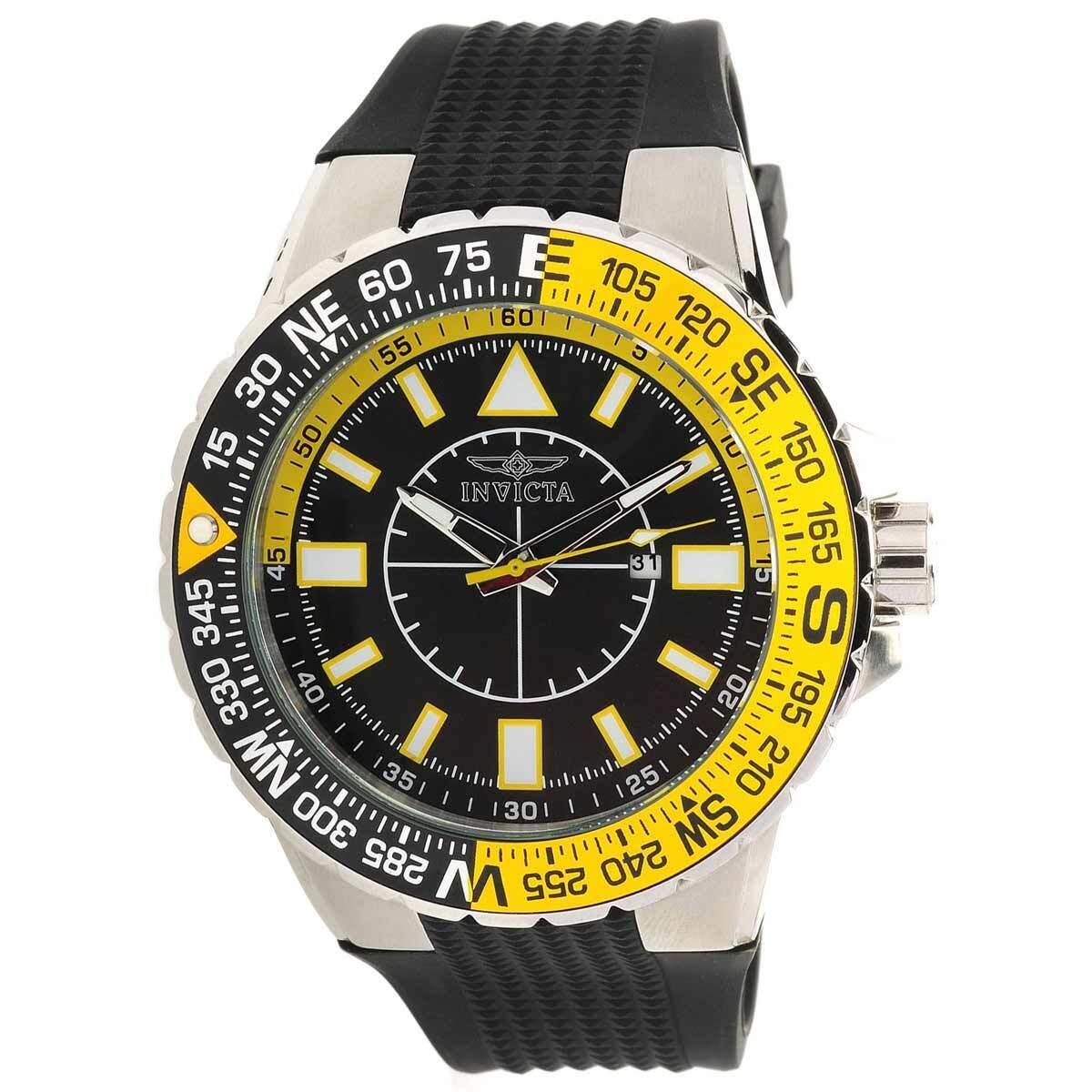 19267 Gent`s Aviator Black Silicone Band Compass Watch by Invicta