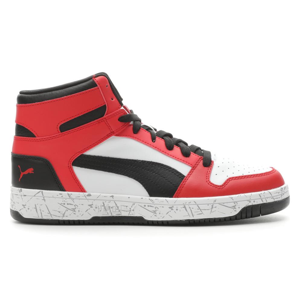 Puma Rebound Layup Scratch Lace Up Mens Red White Sneakers Casual Shoes 395043