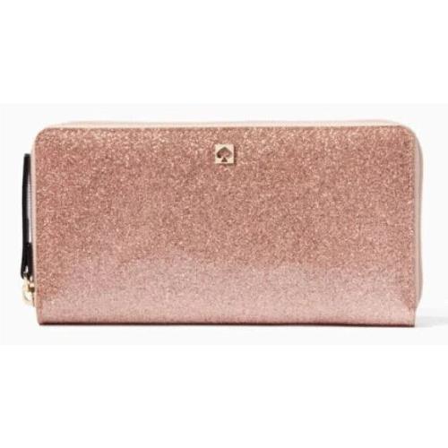 Kate Spade Mavis Street Neda Zip Around Glitter Wallet Rose Gold Pa