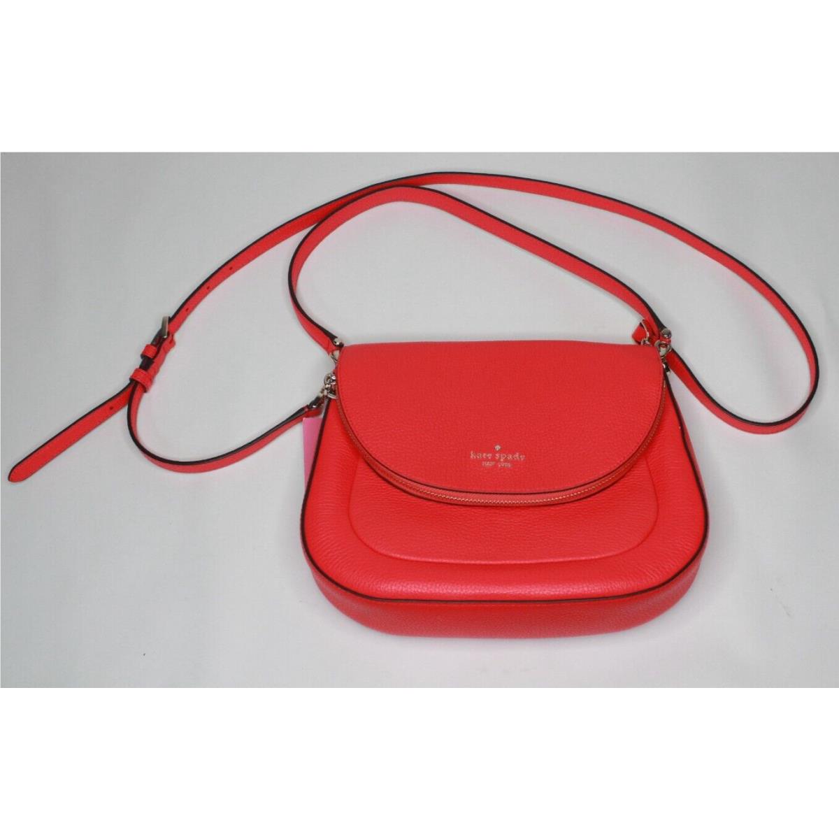 Kate Spade Medium Flap Shoulder Crossbody Leila Geranium Red Purse