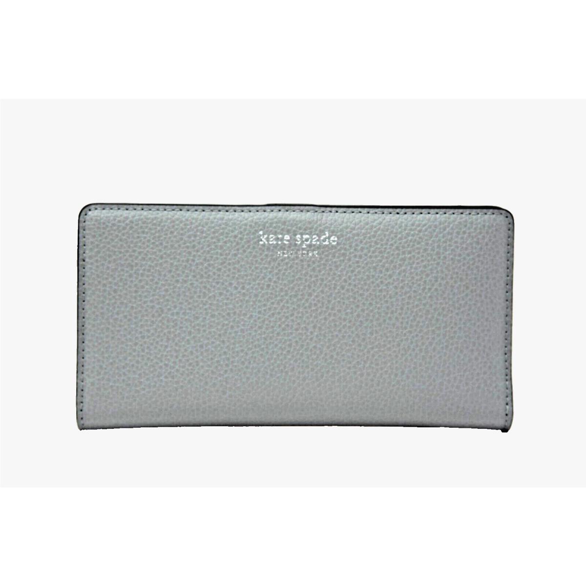 Kate Spade Eva Pebble Leather Large Slim Bifold Wallet in Nimbus Grey