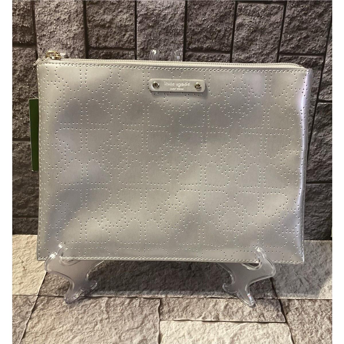 Kate Spade Metro Spade Silver Heart Large Pouch/clutch