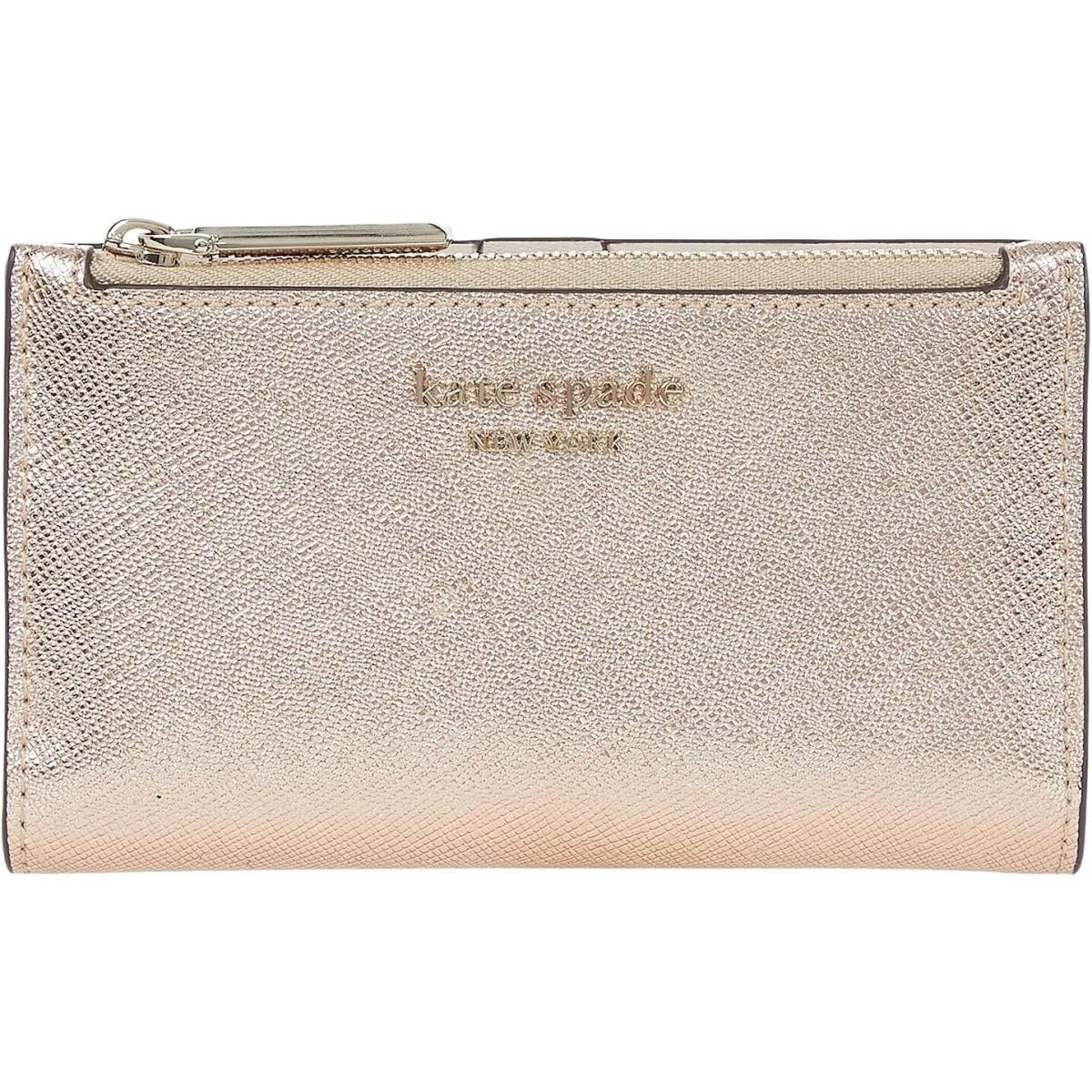 Kate Spade New York Spencer Metallic Small Slim Bifold Rose Gold One Size
