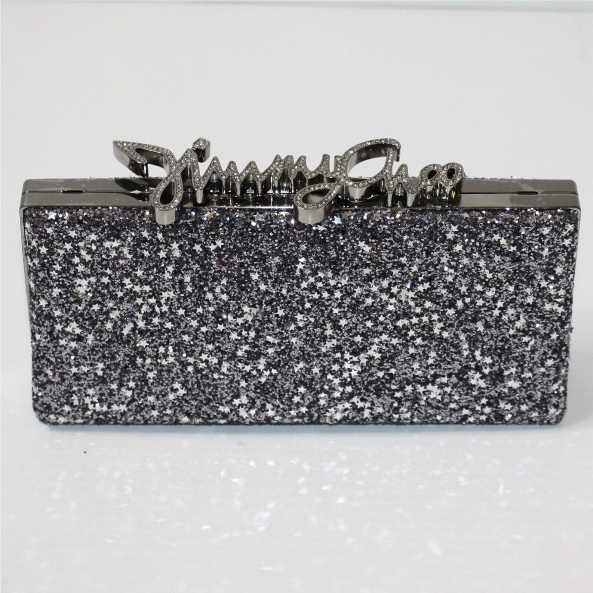 Jimmy Choo Celeste/s Gunmetal Mix Star Coarse Glitter Clutch Bag