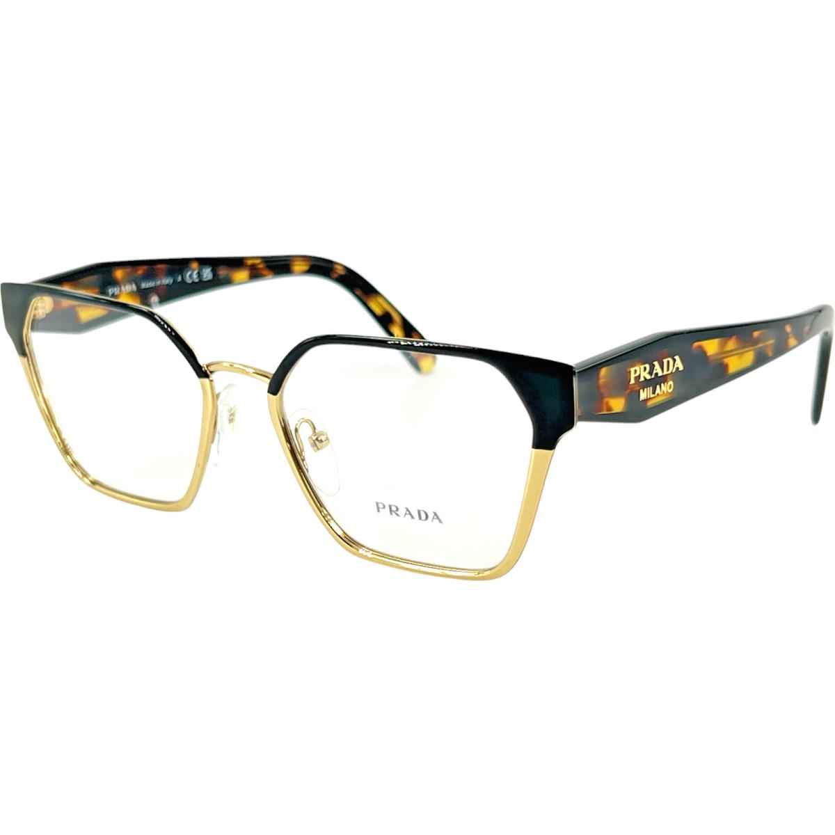 Prada PR63WV Womens Metal Eyeglass Frame AAV1O1 Black Pale Gold 53-18 Italy
