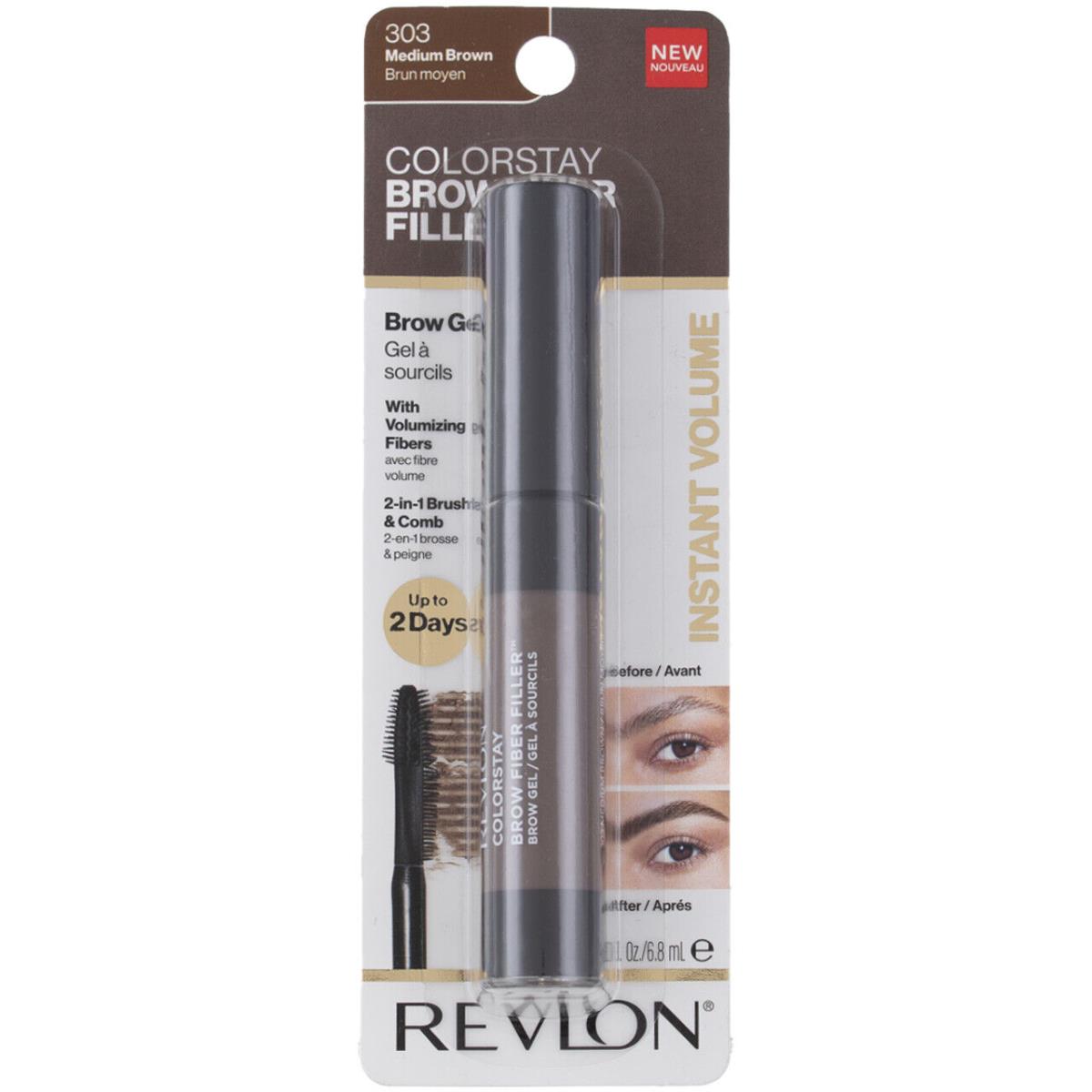 6 Pack Revlon Colorstay Fiber Filler Brow Gel Medium Brown 303 0.23 fl oz
