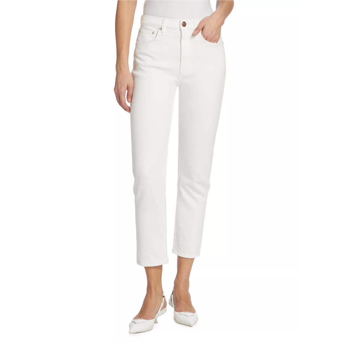 Rag Bone Slim Straight Ankle High-rise Jean Wren in Optic White - Size 33