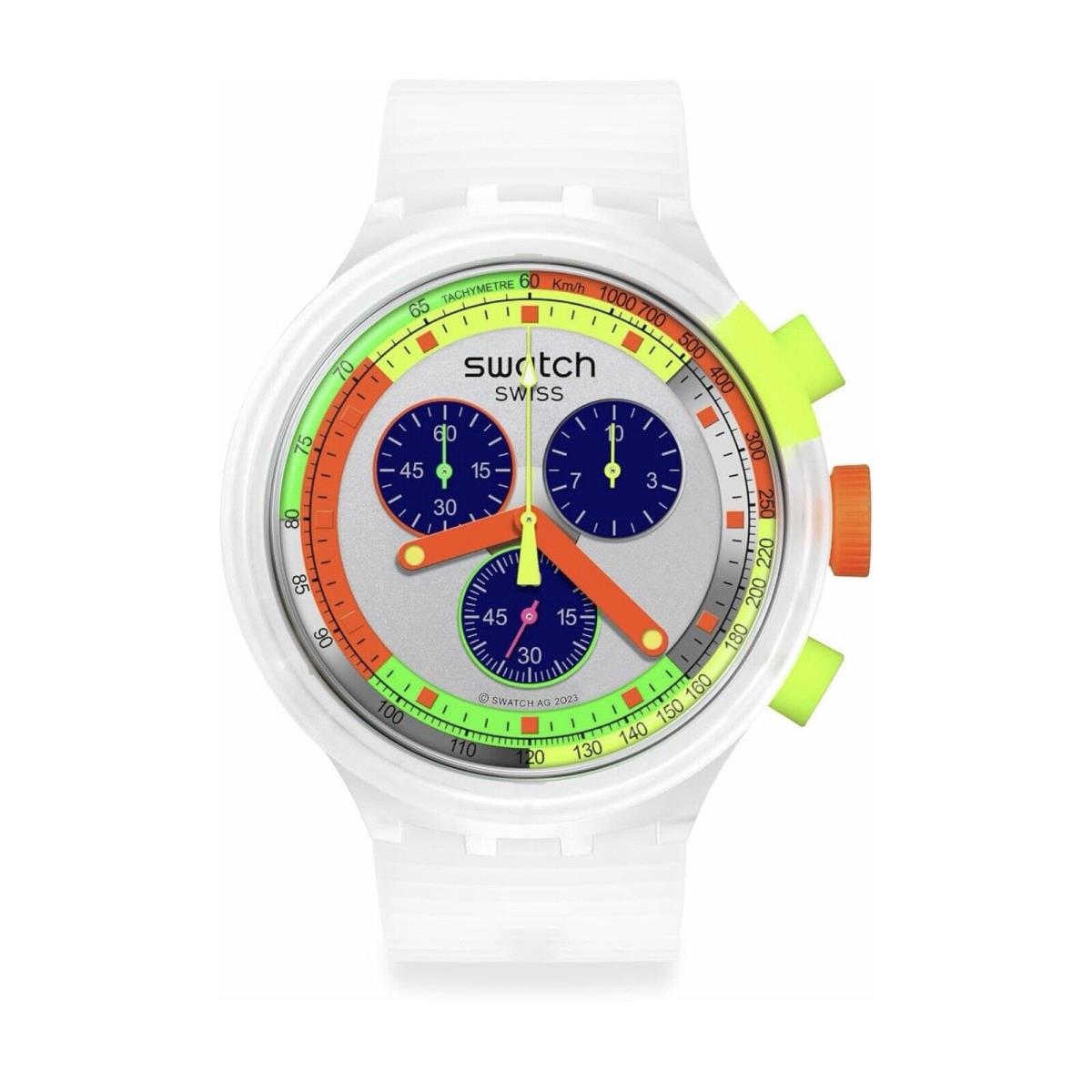 Neon Jelly SB02K100 Wristwatch Oversize Retro Watch White by Swatch