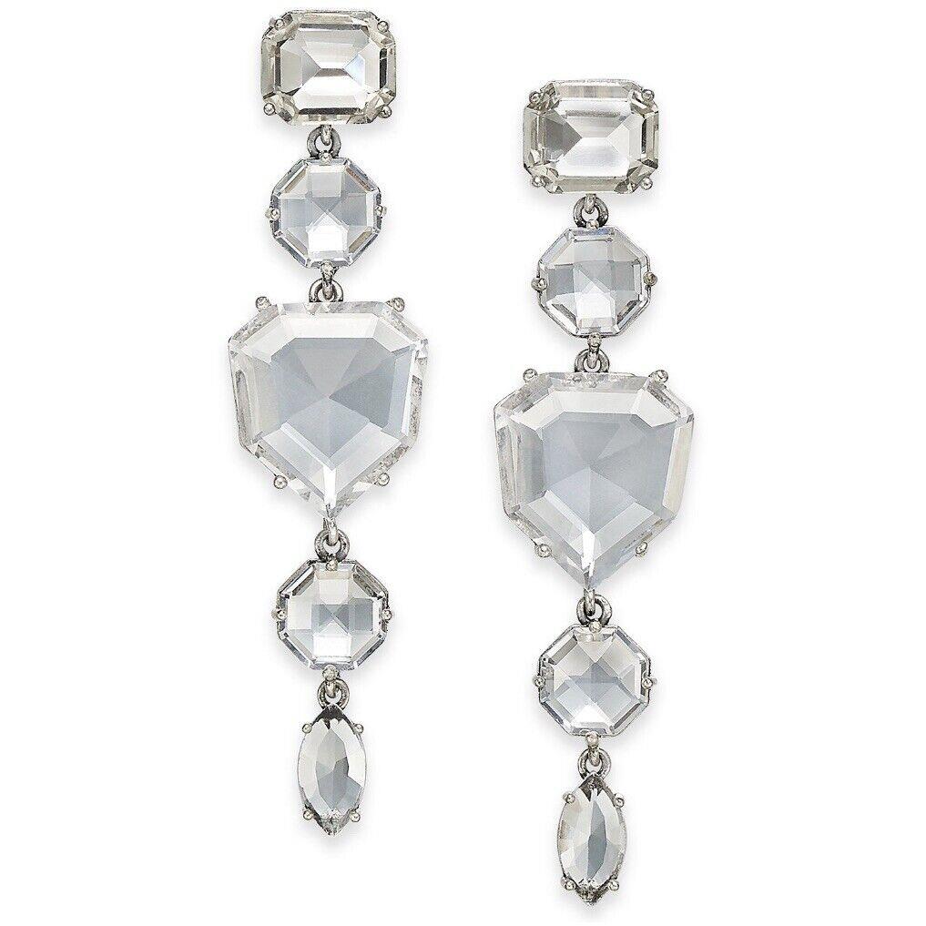 Kate Spade Rock It Cubic Zirconia Linear Drop Earrings Silver tone630