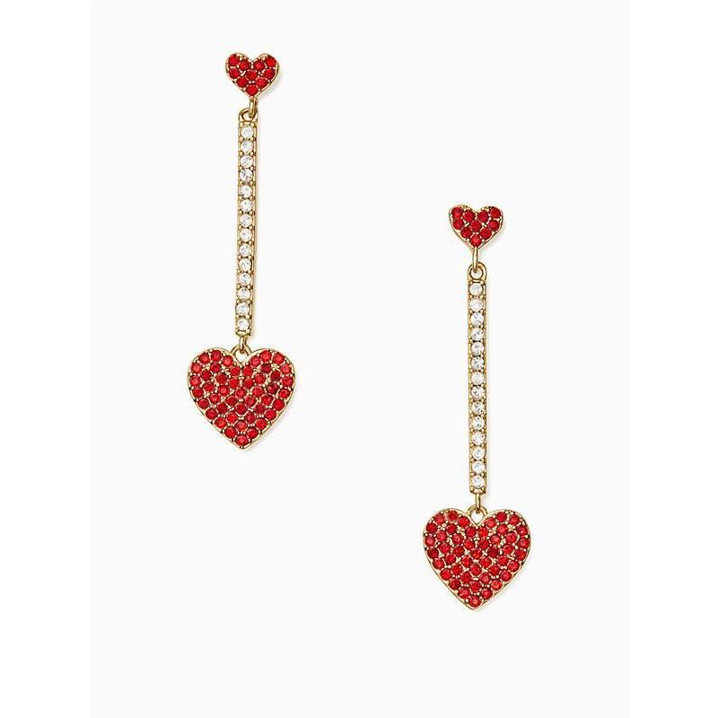 New Kate Spade New York Yours Truly Pave Heart Linear Earrings WBRUF129