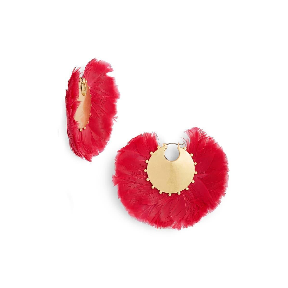 New Kate Spade New York Pink Feather Statement Earrings WBRUG070