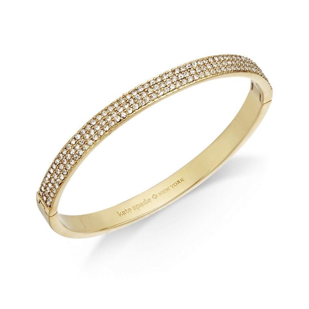 Kate Spade Heavy Metals Goldtone Pave Row Bangle Hinged Bracelet D60