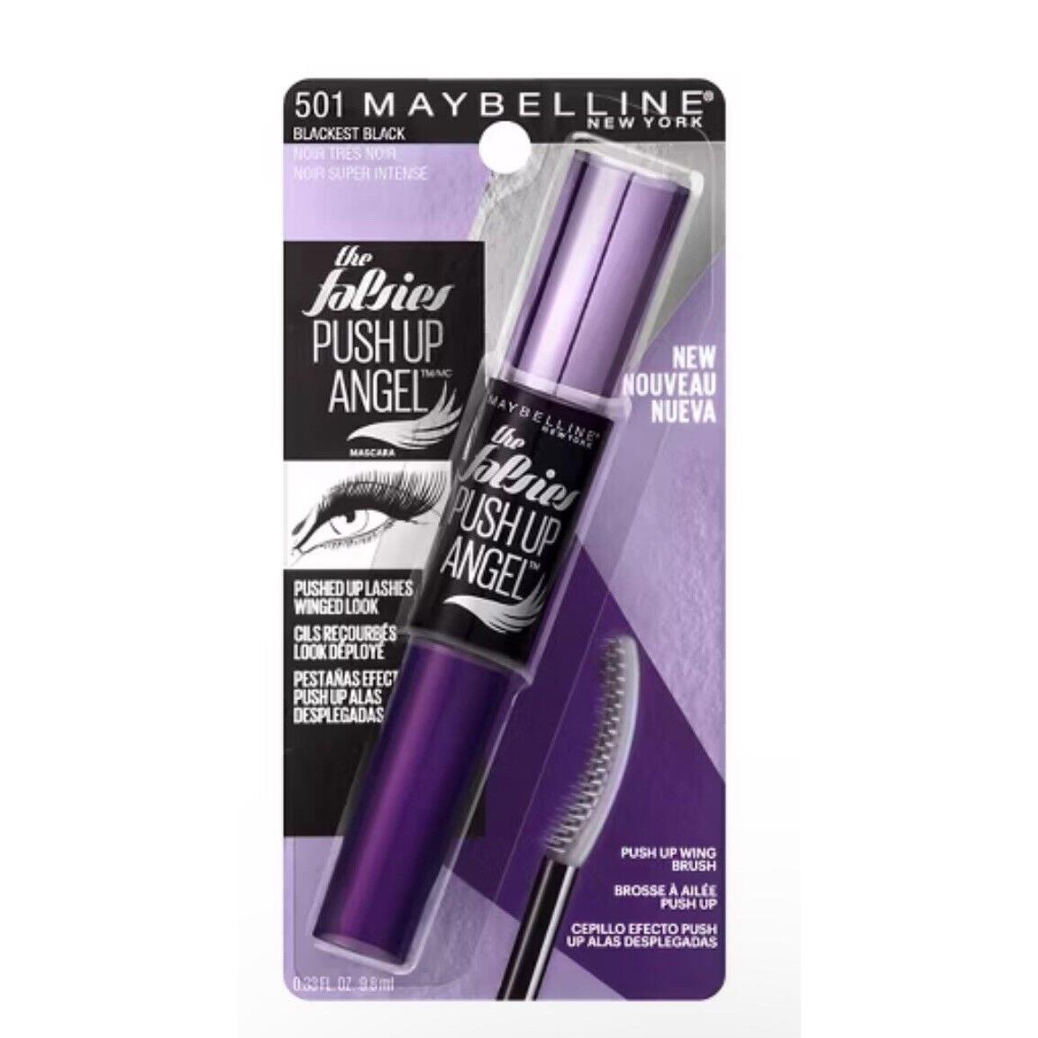 Maybelline The Falsies Push UP Angel Mascara Blackest Black 0.3 Fl Oz x5