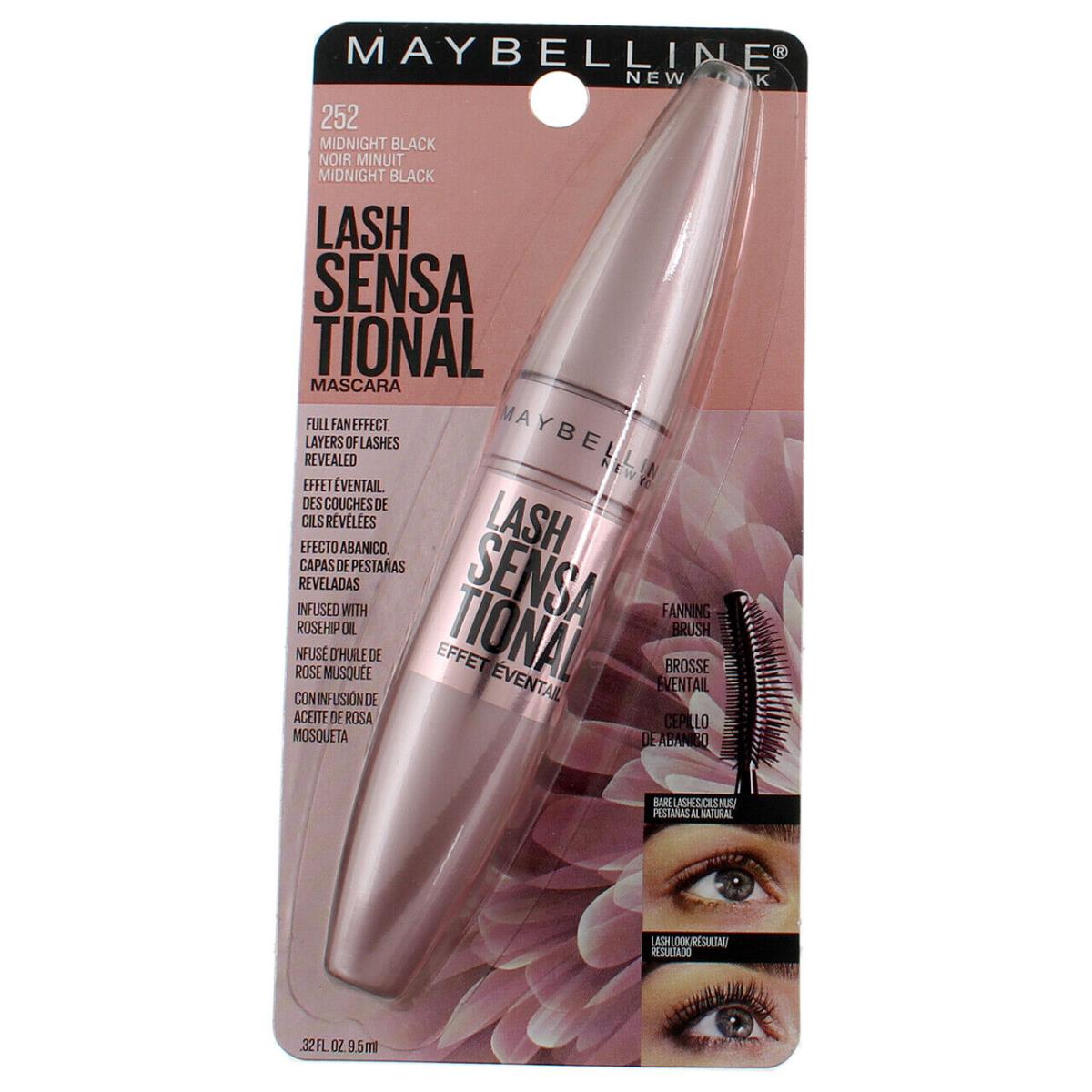 5 Pack Maybelline York Lash Sensational Mascara Midnight Black 0.32 fl oz