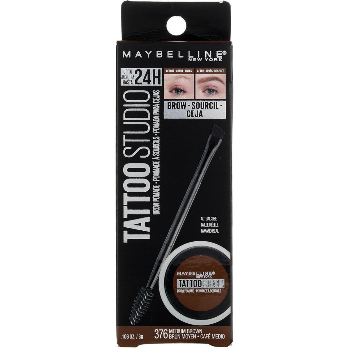 4 Pack  Tattoo Studio Brow Pomade Medium Brown 376 0.106 oz by Maybelline