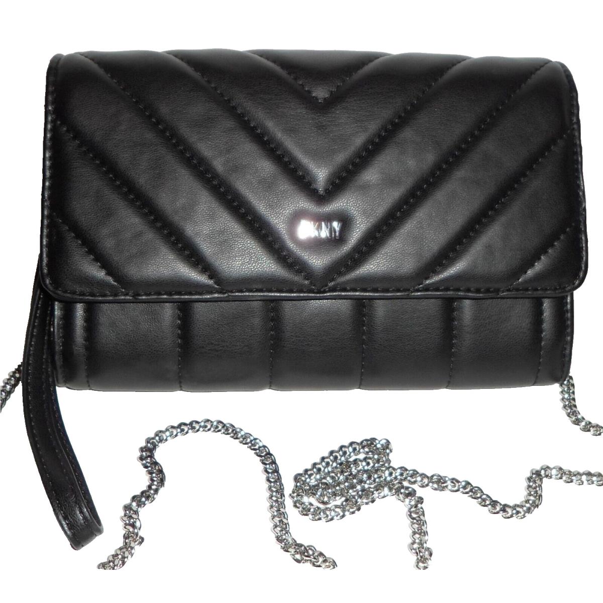 Dkny Zina Black Quilted Handbag Purse Wristlet Crossbody