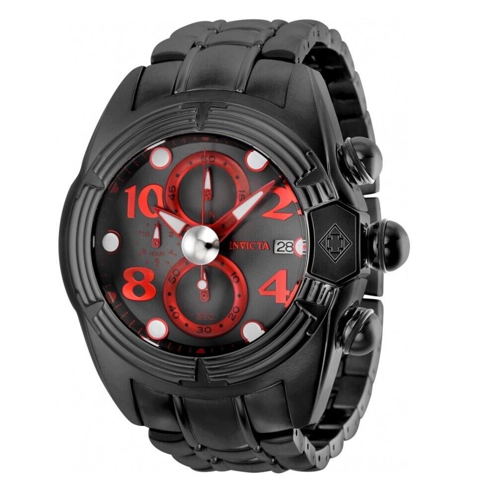 Invicta Lupah Diver Men`s 52mm Black / Red Fly-back Chronograph Watch 35264 Rare