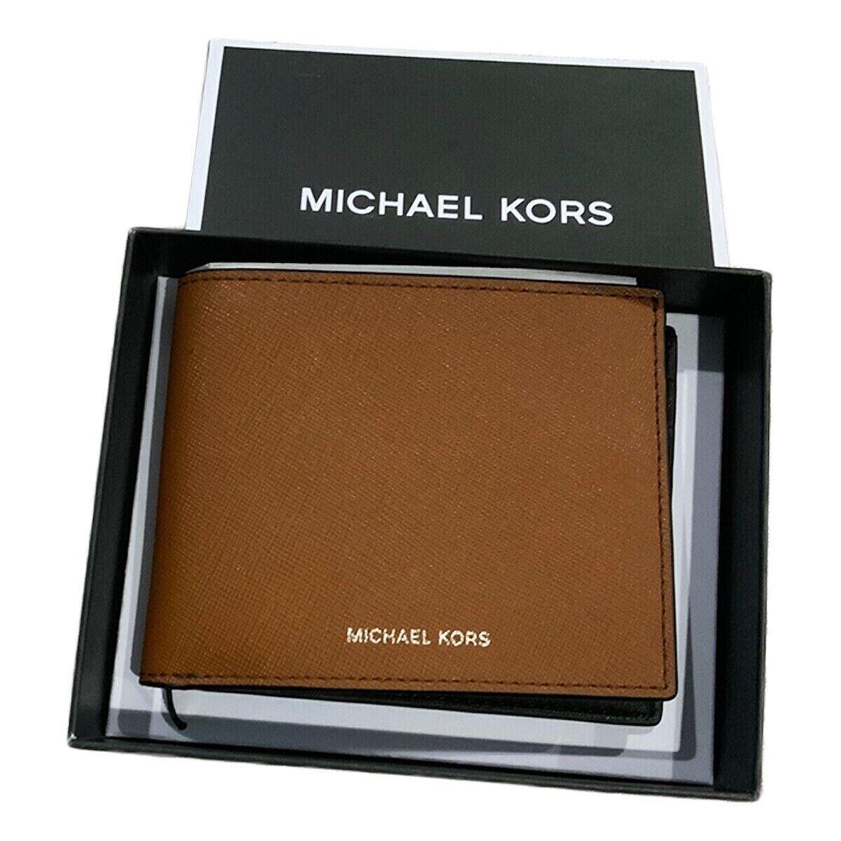 Michael Kors Andy Men`s Brown Leather Slim Billfold Wallet