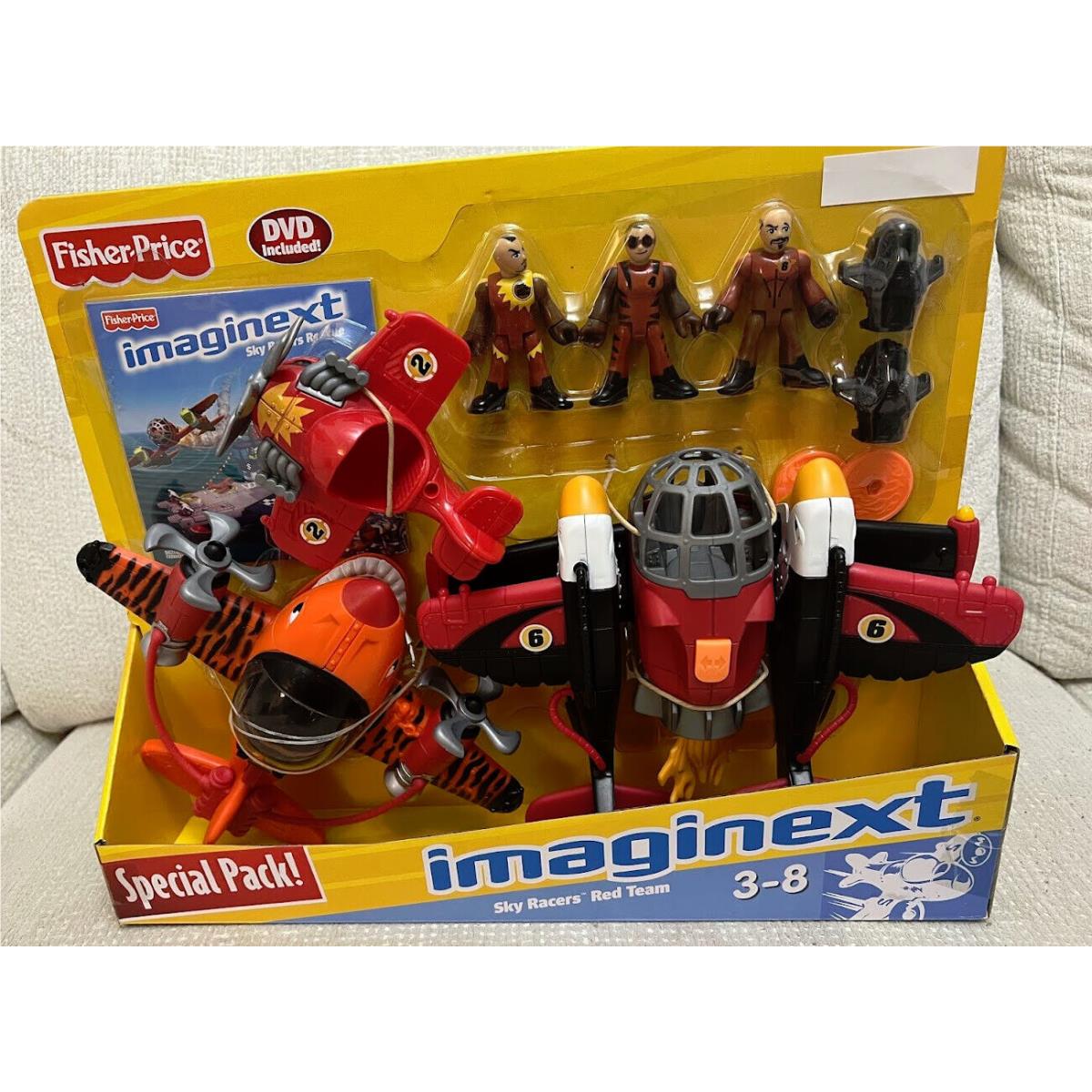 Imaginext Sky Racers Red Team Action Figure Airplane Set Special Pack w Dvd