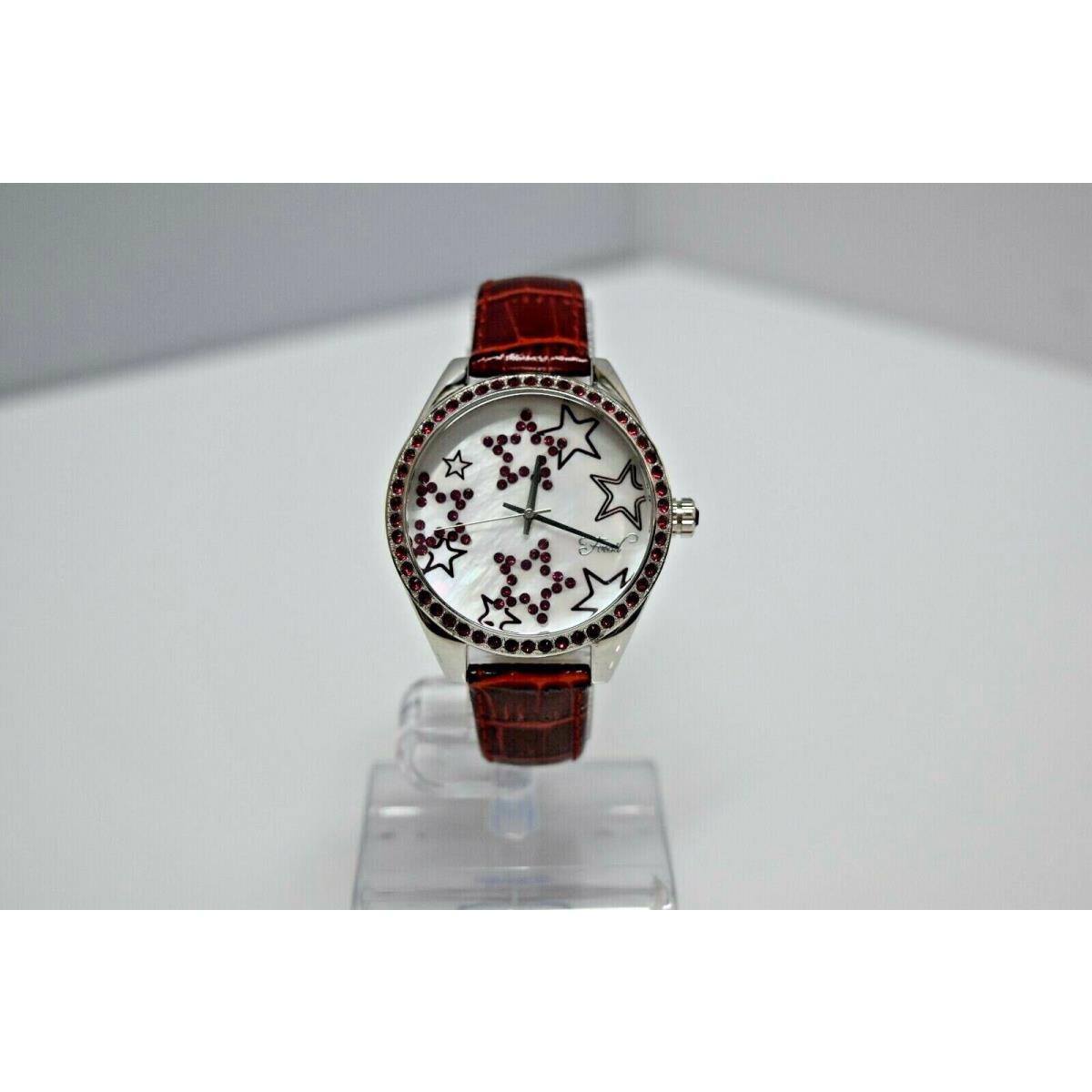 Fossil Red Leather Crystals Stars Mop ES2119 Watch