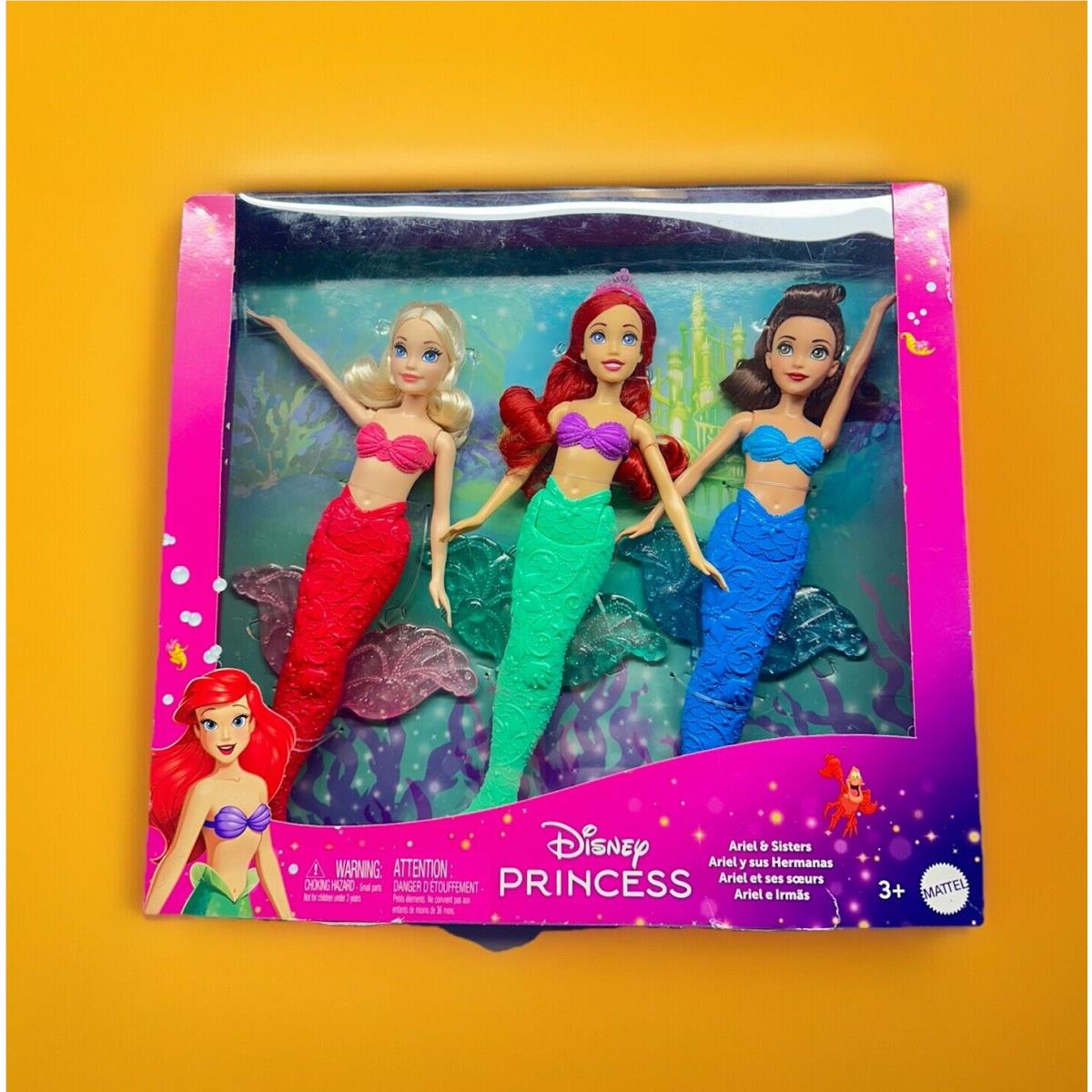 Mattel Disney Princess The Little Mermaid Ariel Sisters Mermaid 3 Doll Toy Set