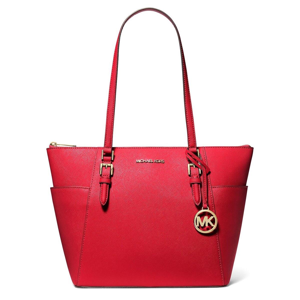Michael Kors Charlotte Large Top-zip Tote Bag Bright Red (Saffiano)
