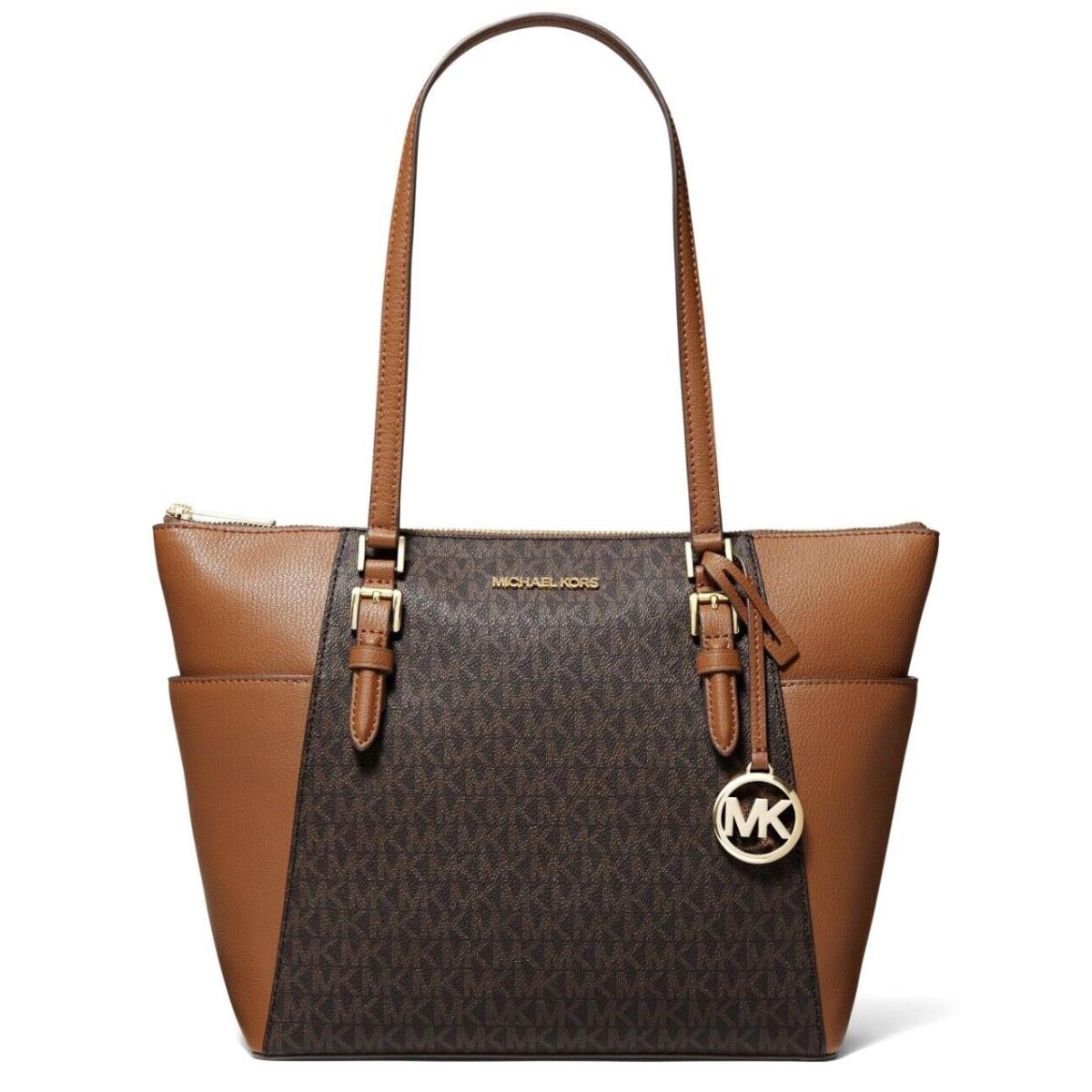 Michael Kors Charlotte Large Top-zip Tote Bag Brown (Signature Logo)