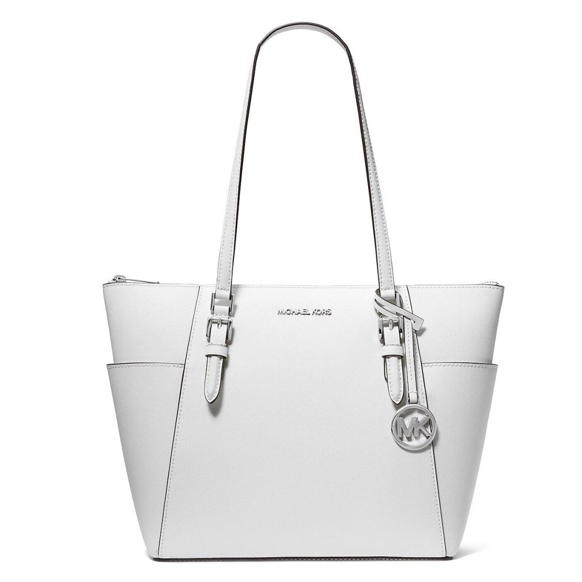 Michael Kors Charlotte Large Top-zip Tote Bag Optic White (Saffiano)
